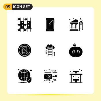 9 Solid Glyph concept for Websites Mobile and Apps off distractions android avoid investment Editable Vector Design Elements