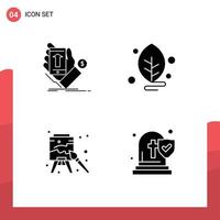 4 User Interface Solid Glyph Pack of modern Signs and Symbols of phone easel smartphone lab arts Editable Vector Design Elements