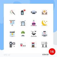 16 Universal Flat Color Signs Symbols of code chart bag board wedding Editable Pack of Creative Vector Design Elements