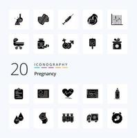 20 Pregnancy Solid Glyph icon Pack like pregnancy beat cardiology pulse heart vector