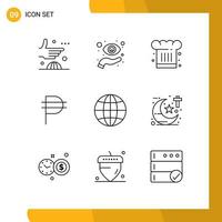 Outline Pack of 9 Universal Symbols of forex philippine view restaurant chef hat Editable Vector Design Elements