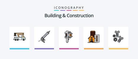 Building And Construction Line Filled 5 Icon Pack Including tape. measure. crimping. tools. nut. Creative Icons Design vector