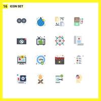 Modern Set of 16 Flat Colors Pictograph of tv picture files camera play Editable Pack of Creative Vector Design Elements