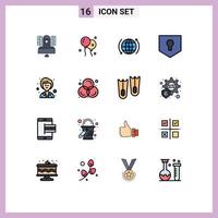 16 Flat Color Filled Line concept for Websites Mobile and Apps female shield global security key Editable Creative Vector Design Elements