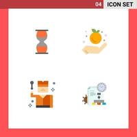 4 Universal Flat Icon Signs Symbols of hourglass crime sandclock farming profession Editable Vector Design Elements