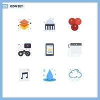 9 Universal Flat Color Signs Symbols of device video game cranberry gamepad controller Editable Vector Design Elements