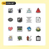 conjunto de 16 iconos modernos de la interfaz de usuario signos de símbolos para la alerta de advertencia del entrenador logístico facial elementos de diseño de vectores creativos editables