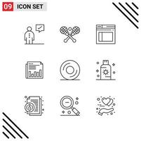 Set of 9 Modern UI Icons Symbols Signs for news financial sticks business website Editable Vector Design Elements