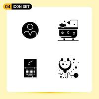Group of 4 Modern Solid Glyphs Set for personal monitor user cleaning imac Editable Vector Design Elements