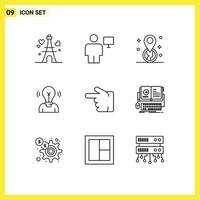 9 Creative Icons Modern Signs and Symbols of light user screen idea pin Editable Vector Design Elements