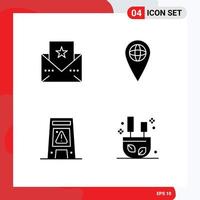 User Interface Pack of 4 Basic Solid Glyphs of greeting warning geo floor burning Editable Vector Design Elements