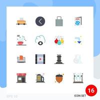 Pack of 16 Modern Flat Colors Signs and Symbols for Web Print Media such as potion element key passport beach Editable Pack of Creative Vector Design Elements