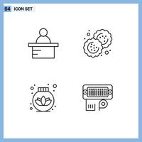 Set of 4 Modern UI Icons Symbols Signs for podium care baking cutter connection Editable Vector Design Elements