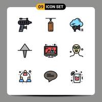 Set of 9 Modern UI Icons Symbols Signs for media up megaphone home announcement Editable Vector Design Elements