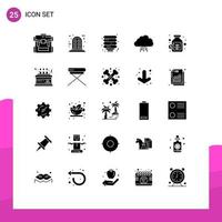 Modern Set of 25 Solid Glyphs and symbols such as currency hosting china data cloud Editable Vector Design Elements