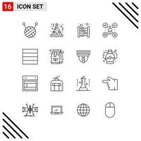 Pack of 16 creative Outlines of box wireframe mathematics grid add Editable Vector Design Elements