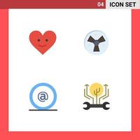 Editable Vector Line Pack of 4 Simple Flat Icons of love id radiation fan development Editable Vector Design Elements