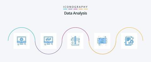 paquete de iconos azul 5 de análisis de datos que incluye diagrama de flujo. crecimiento. indicador. datos. analítica vector