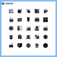 Group of 25 Modern Solid Glyphs Set for international visa product id tool Editable Vector Design Elements