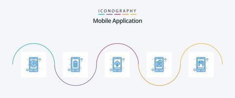 paquete de iconos azul 5 de aplicaciones móviles que incluye entretenimiento. navegación. aplicación localización. aplicación vector