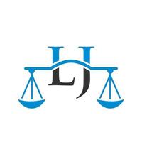 Letter LJ Law Firm Logo Design For Lawyer, Justice, Law Attorney, Legal, Lawyer Service, Law Office, Scale, Law firm, Attorney Corporate Business vector