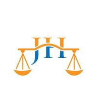 Letter JH Law Firm Logo Design For Lawyer, Justice, Law Attorney, Legal, Lawyer Service, Law Office, Scale, Law firm, Attorney Corporate Business vector