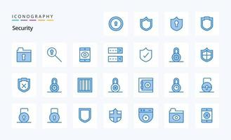 paquete de 25 iconos azules de seguridad vector