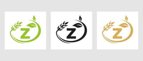 Letter Z Agriculture Logo. Agribusiness, Eco-farm Design Template vector