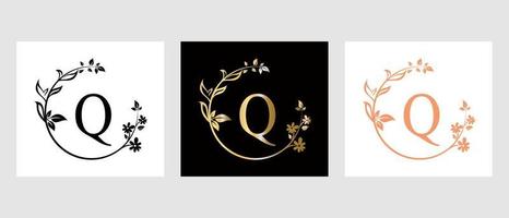 Letter Q Beauty Logo for Decorative, Flower, Spa Template vector