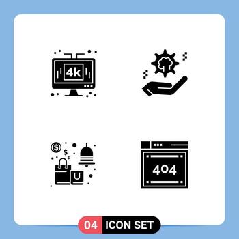 grupo de glifos sólidos modernos establecidos para tecnología de soluciones informáticas notificación manual elementos de diseño vectorial editables vector