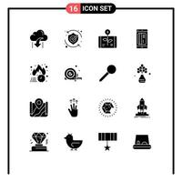 Universal Icon Symbols Group of 16 Modern Solid Glyphs of cashless banking shield smartphone investment Editable Vector Design Elements