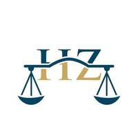 Letter HZ Law Firm Logo Design For Lawyer, Justice, Law Attorney, Legal, Lawyer Service, Law Office, Scale, Law firm, Attorney Corporate Business vector