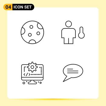 Modern Set of 4 Filledline Flat Colors and symbols such as full temperature sleep body coding Editable Vector Design Elements