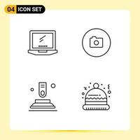 4 Creative Icons Modern Signs and Symbols of computer press imac image finger Editable Vector Design Elements