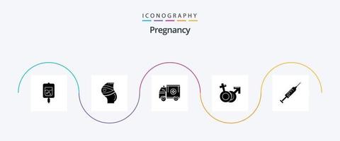 Pregnancy Glyph 5 Icon Pack Including venus. van. pregnant. help. truck vector