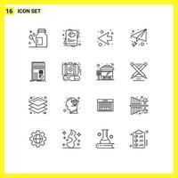 Universal Icon Symbols Group of 16 Modern Outlines of data send marry message left Editable Vector Design Elements