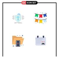 Group of 4 Modern Flat Icons Set for insurance document protection decoration folder Editable Vector Design Elements