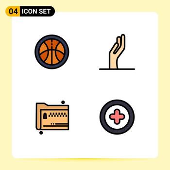 Set of 4 Modern UI Icons Symbols Signs for education documents alms folder media Editable Vector Design Elements