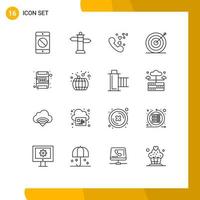 Set of 16 Commercial Outlines pack for memory card target phone marketing creative Editable Vector Design Elements