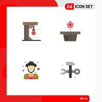 4 Universal Flat Icons Set for Web and Mobile Applications punching ball gardener play pot old man Editable Vector Design Elements