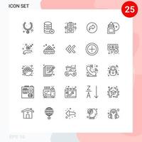 Mobile Interface Line Set of 25 Pictograms of body massage ui add right basic Editable Vector Design Elements