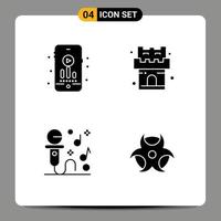 Group of Modern Solid Glyphs Set for audio party beach karaoke physic Editable Vector Design Elements