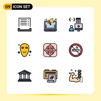 Filledline Flat Color Pack of 9 Universal Symbols of easter space app galaxy programmer Editable Vector Design Elements