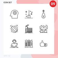 Set of 9 Modern UI Icons Symbols Signs for industry factory instrument vegetable food Editable Vector Design Elements