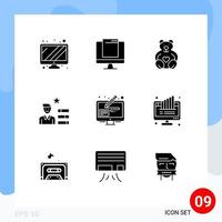 9 User Interface Solid Glyph Pack of modern Signs and Symbols of edit personal hearts magnifier find job Editable Vector Design Elements