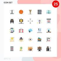 paquete de 25 signos y símbolos de colores planos modernos para medios de impresión web, como servidores de educación de red de mapas, elementos de diseño de vectores editables mardi gras