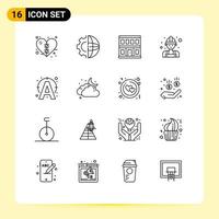 Pack of 16 Modern Outlines Signs and Symbols for Web Print Media such as edit man production labour building Editable Vector Design Elements