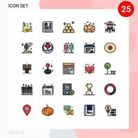 Mobile Interface Filled line Flat Color Set of 25 Pictograms of furniture chair finance wiping hygienic Editable Vector Design Elements