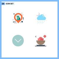 Modern Set of 4 Flat Icons and symbols such as business media player cloud moon center Editable Vector Design Elements