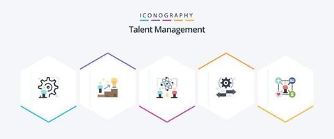 Talent Management 25 Flat icon pack including arrow. setting. idea. atom. star vector